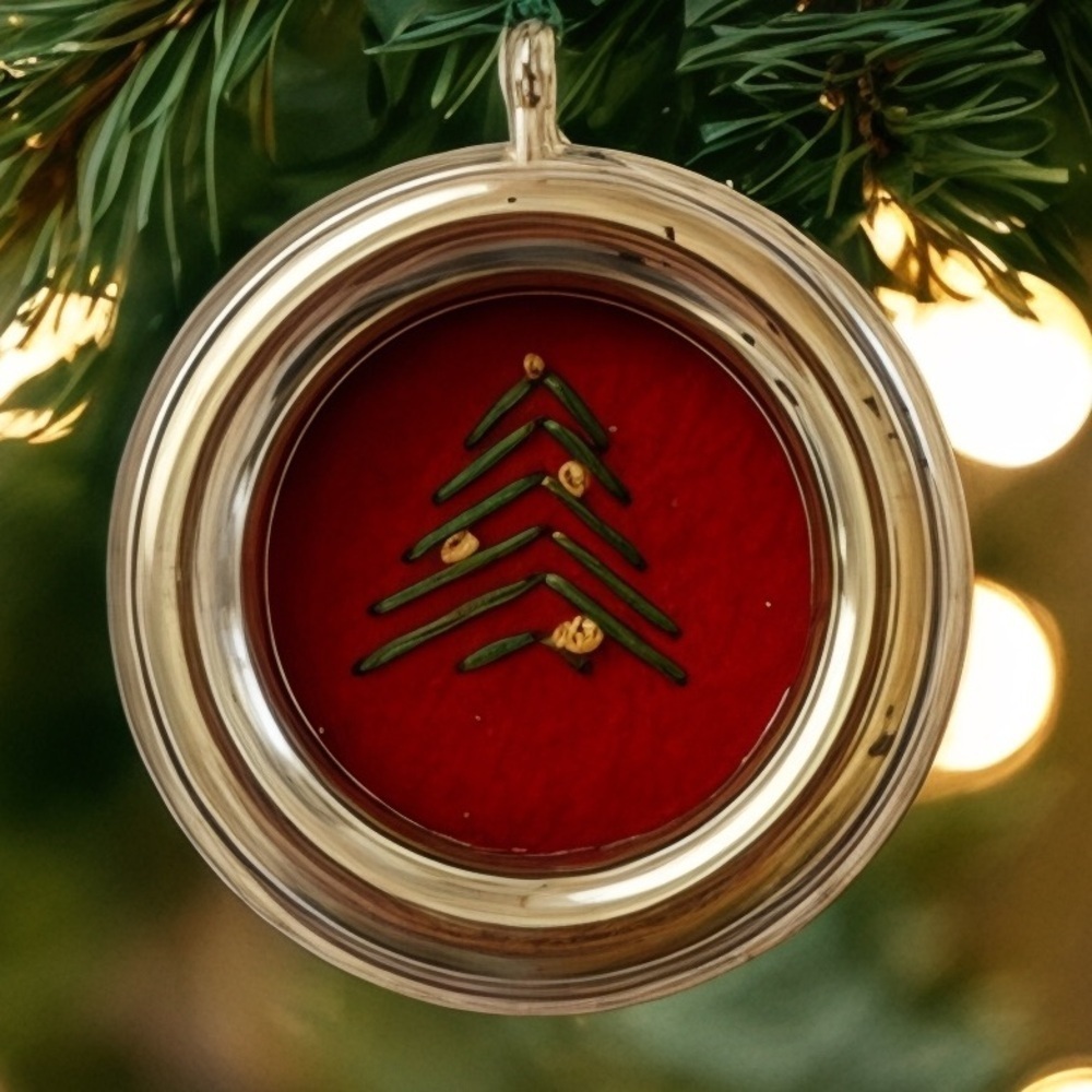 Round Framed Cross Stitch Christmas Ornament